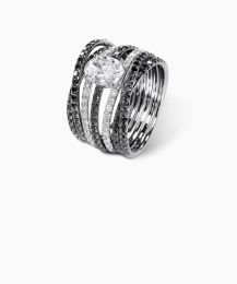 Alize Bague diamants blancs et diamants noirs