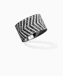 Ruban Bague Noir et Blanc diamants noirs