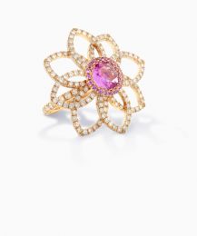 Fiori Bague saphirs rose